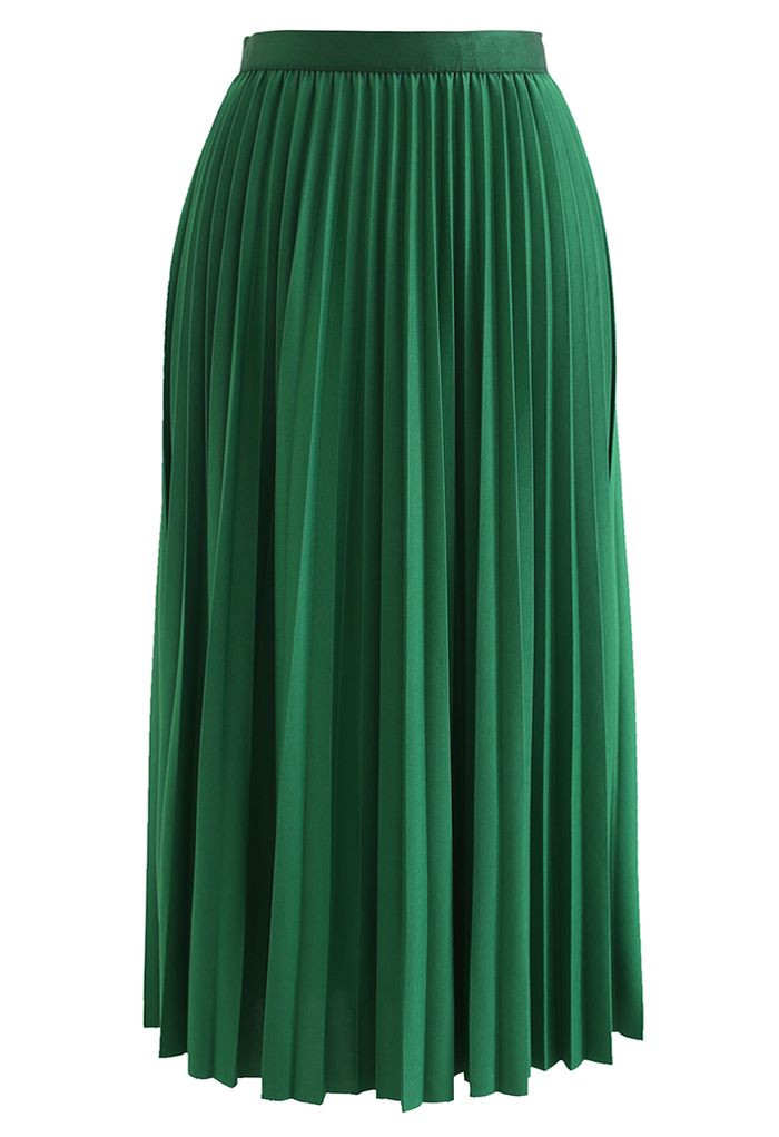Simplicity Pleated Midi Skirt in Green | Chicwish