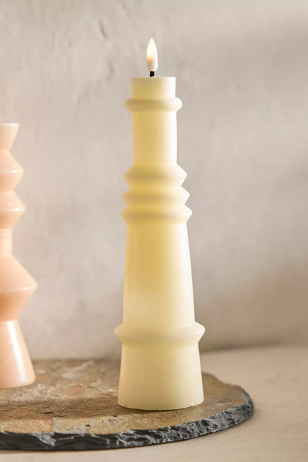 Flameless Geo Pillar Candle, Tall | Anthropologie (US)