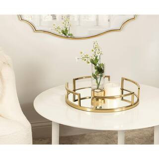Kate and Laurel Gohana 3.20 in. H x 16.00 in. W Gold Decorative Tray 221573 - The Home Depot | The Home Depot