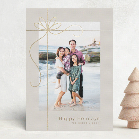 "Gilded Ribbon" - Customizable Foil-pressed Holiday Cards in Green by Michelle Taylor. | Minted