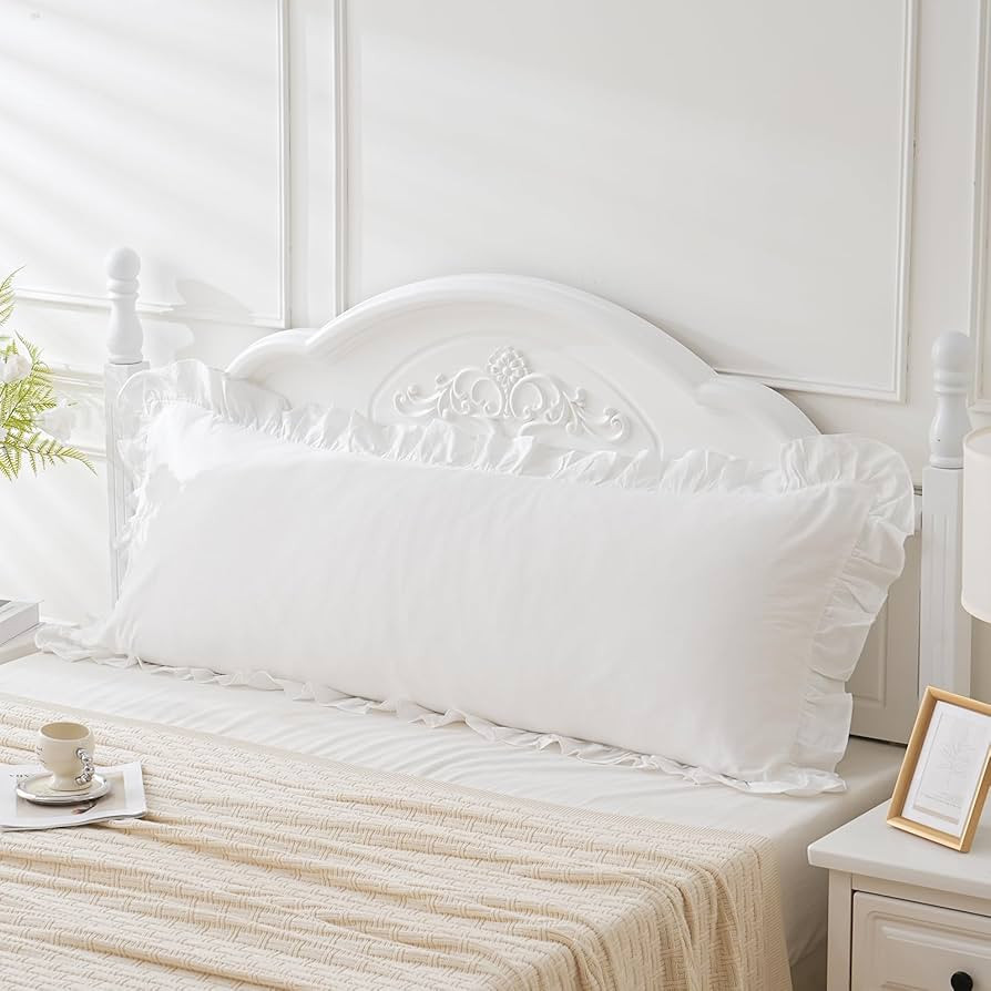 Off White Ruffled Body Pillow Cover 1 Piece Washed Cotton Farmhouse Shabby Long Body Pillow Sham ... | Amazon (US)