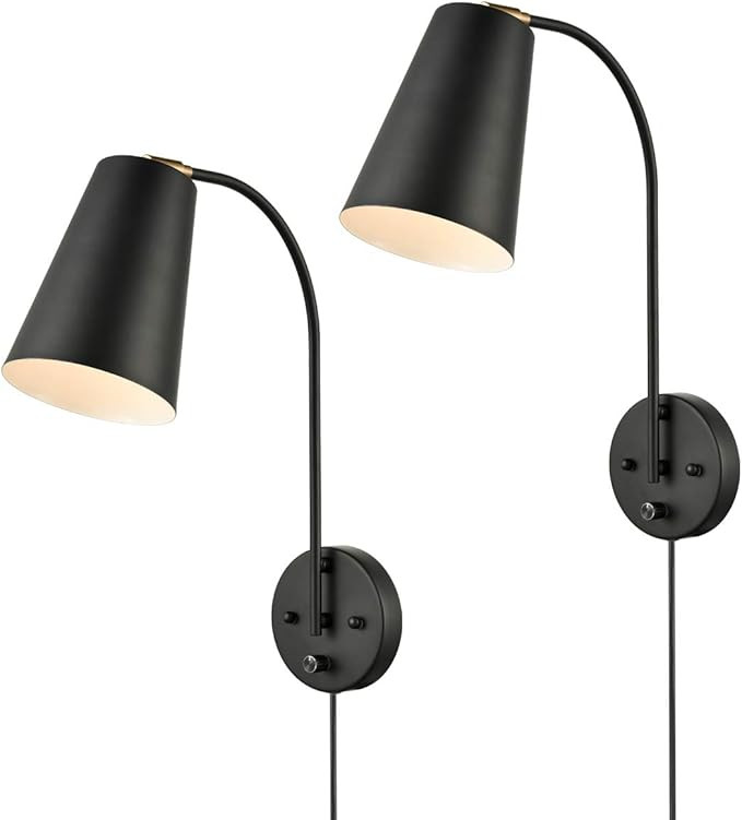 2-Pack Modern Plug in Wall Sconces Industrial Wall Lamps with Cord Swtich | Amazon (US)