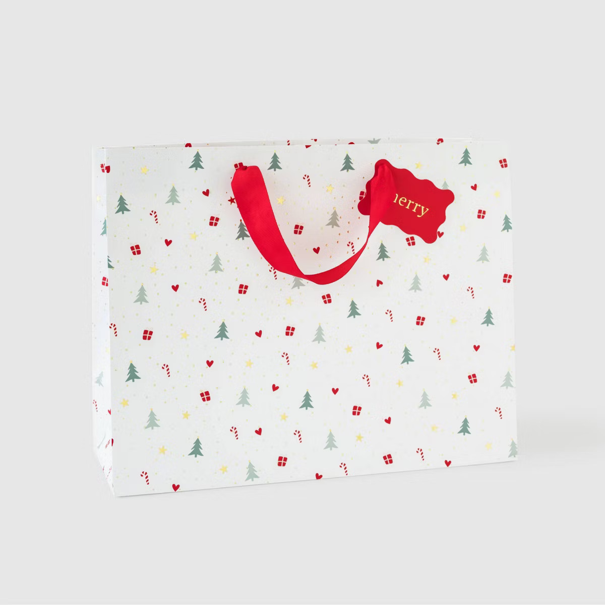 Large Holiday Icon Christmas Gift Bag with Tag White/Red - Sugar Paper™ + Target | Target