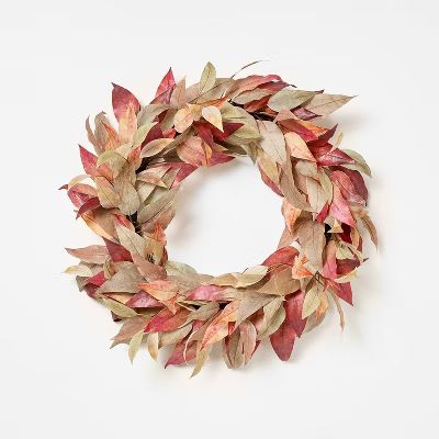 Eucalyptus Artificial Wreath Green -: Faux Polyester Leaves, 26" Unlit Indoor Decor - Threshold... | Target