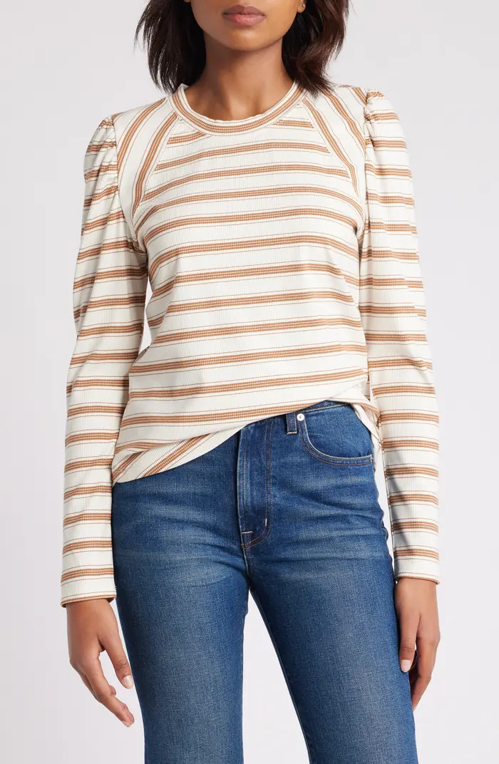 Wit & Wisdom Stripe Puff Shoulder Knit Top | Nordstrom | Nordstrom