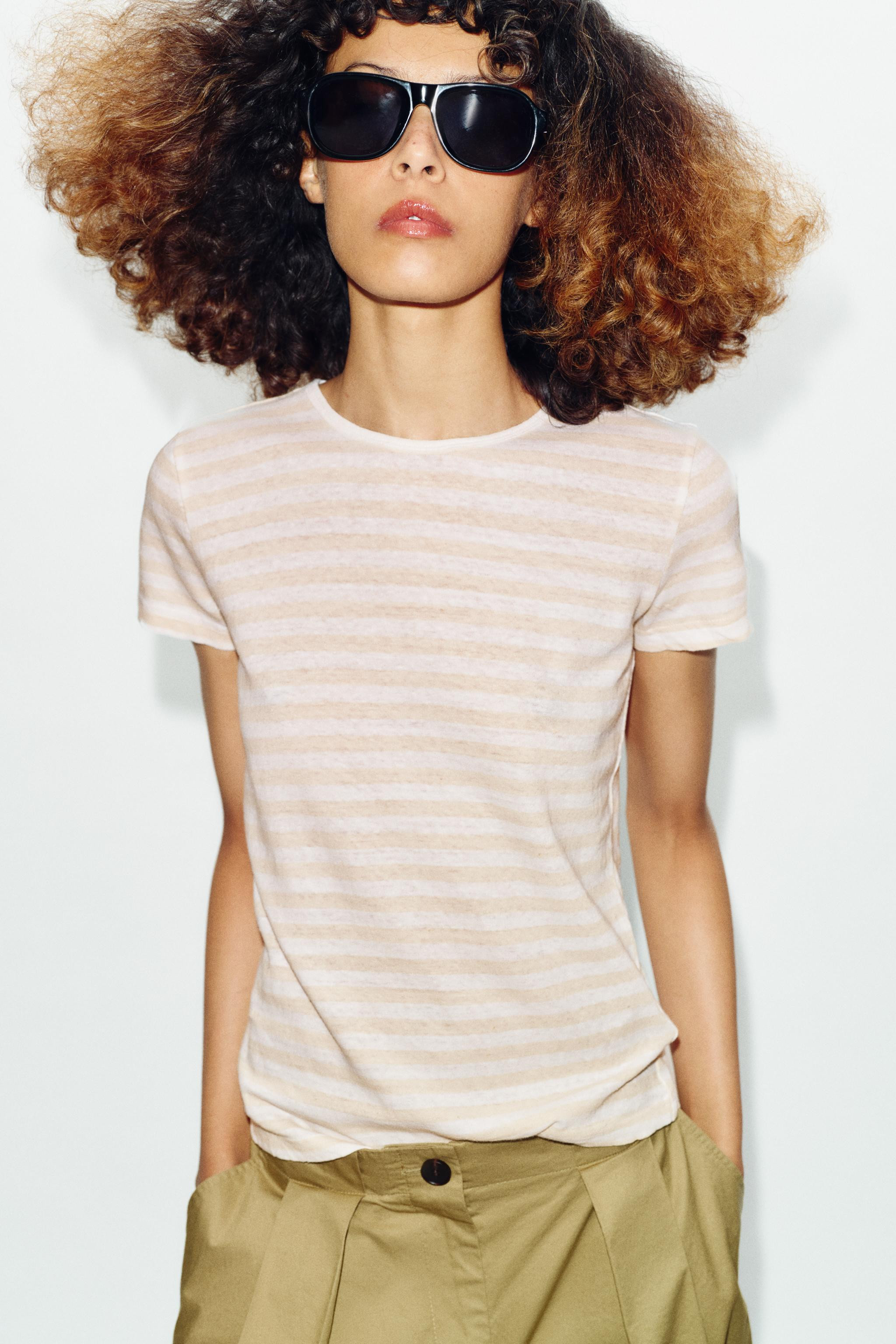 SHORT SLEEVE LINEN T-SHIRT | Zara US