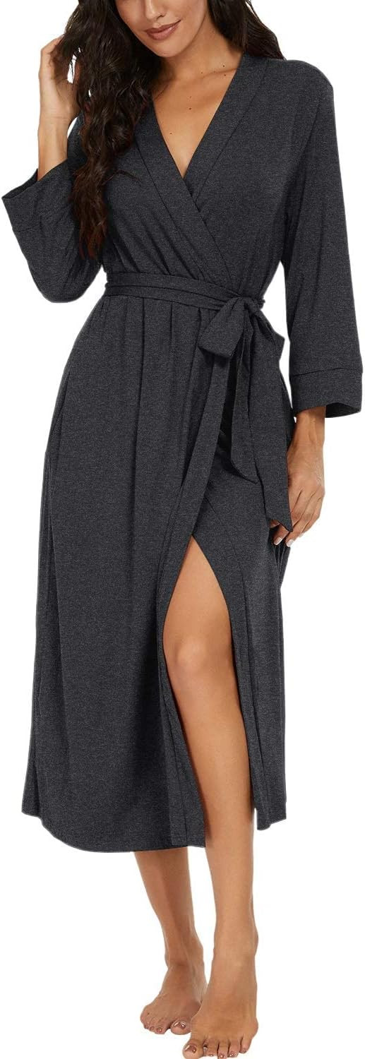 PrinStory Women Long/Short Bathrobe Knit Kimono Robes Soft Womens Dressing Gowns Casual Ladies Loungewear | Amazon (UK)