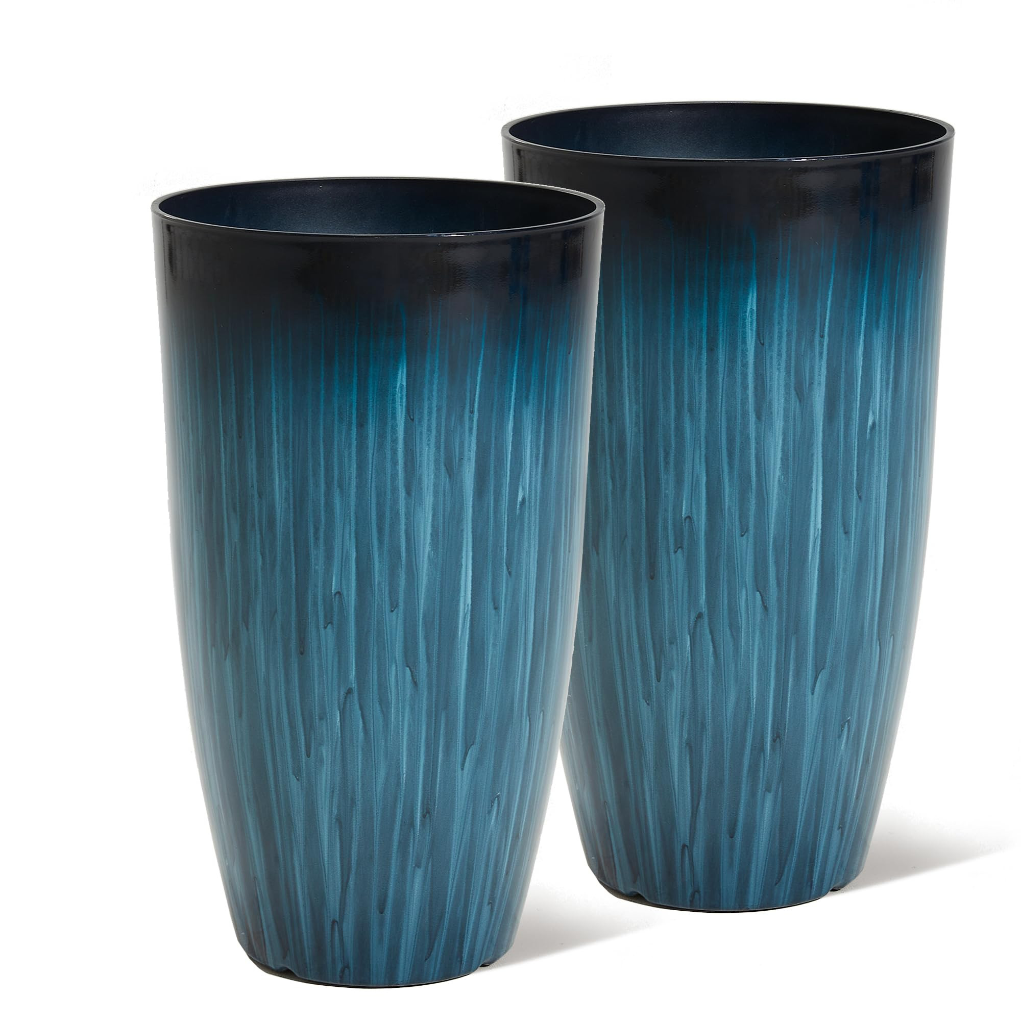 Worth Garden 23.5" H. Large Plastic Planters - Set of 2 Gradient Blue Glossy Smooth Finish - Tall... | Amazon (US)