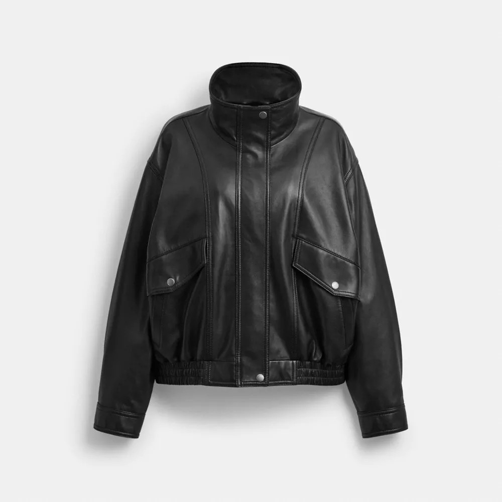 Funnel Neck Leather Blouson | Coach (US)