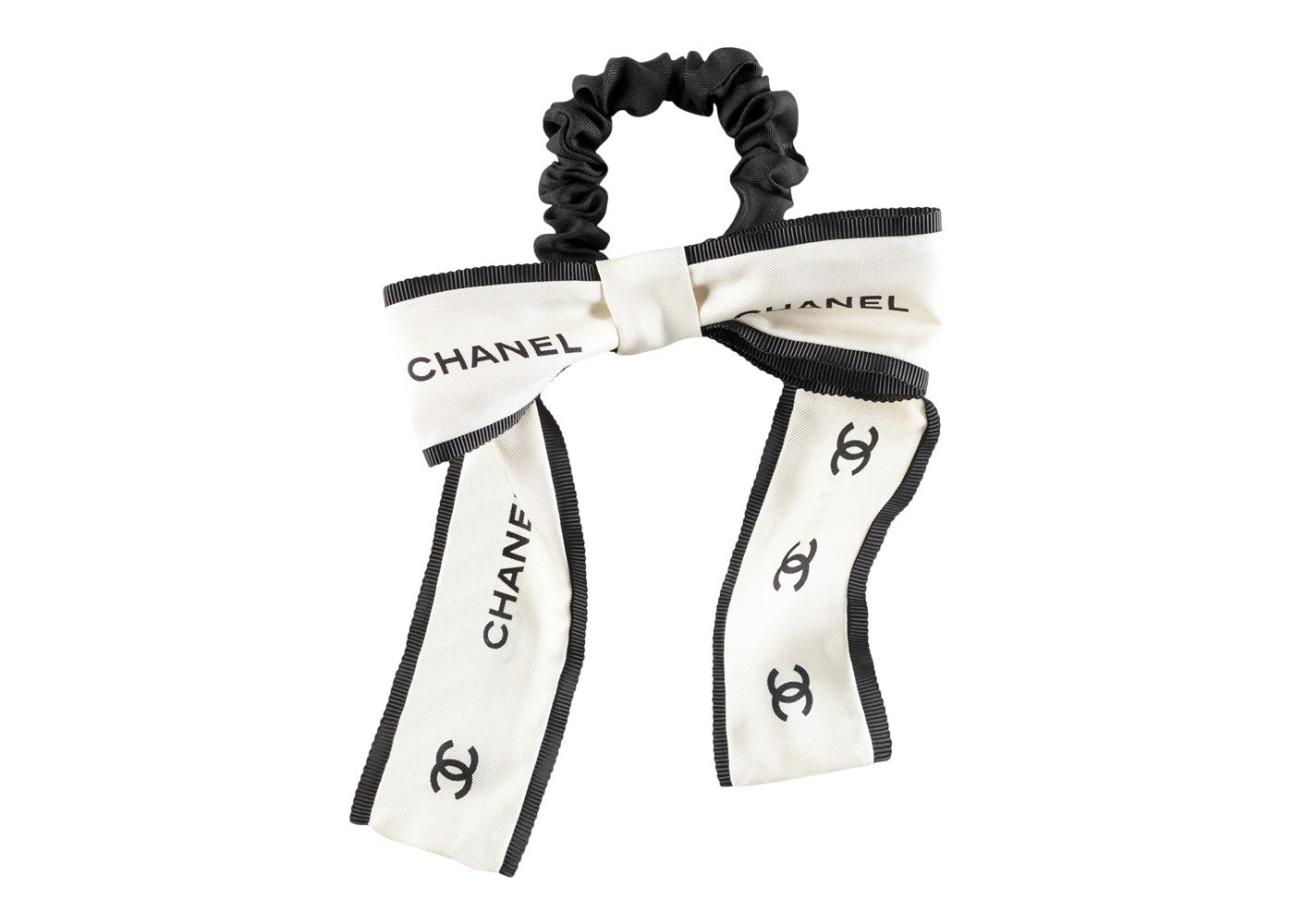 Women's Chanel Silk Twill Hair Accessory in Ecru/Black | StockX