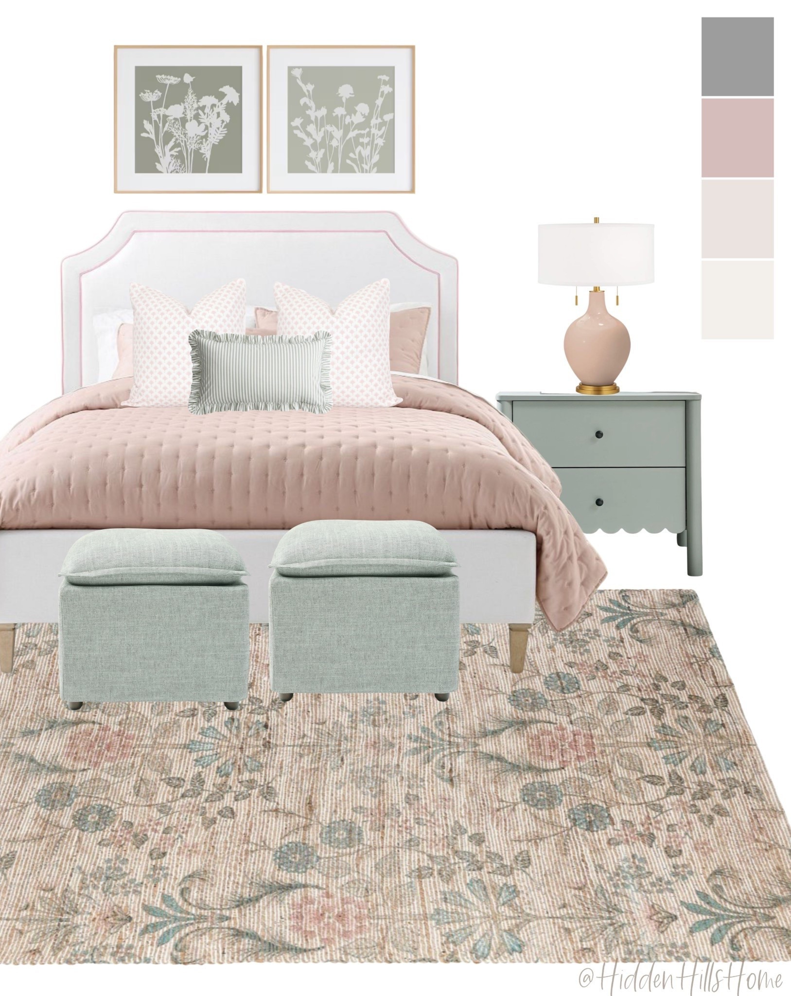 Girls bedroom decor mood board, girls room design ideas, pink and green bedroom, feminine girls room, kids bedroom inspiration #girlsroom

#LTKHome #LTKSaleAlert #LTKKids