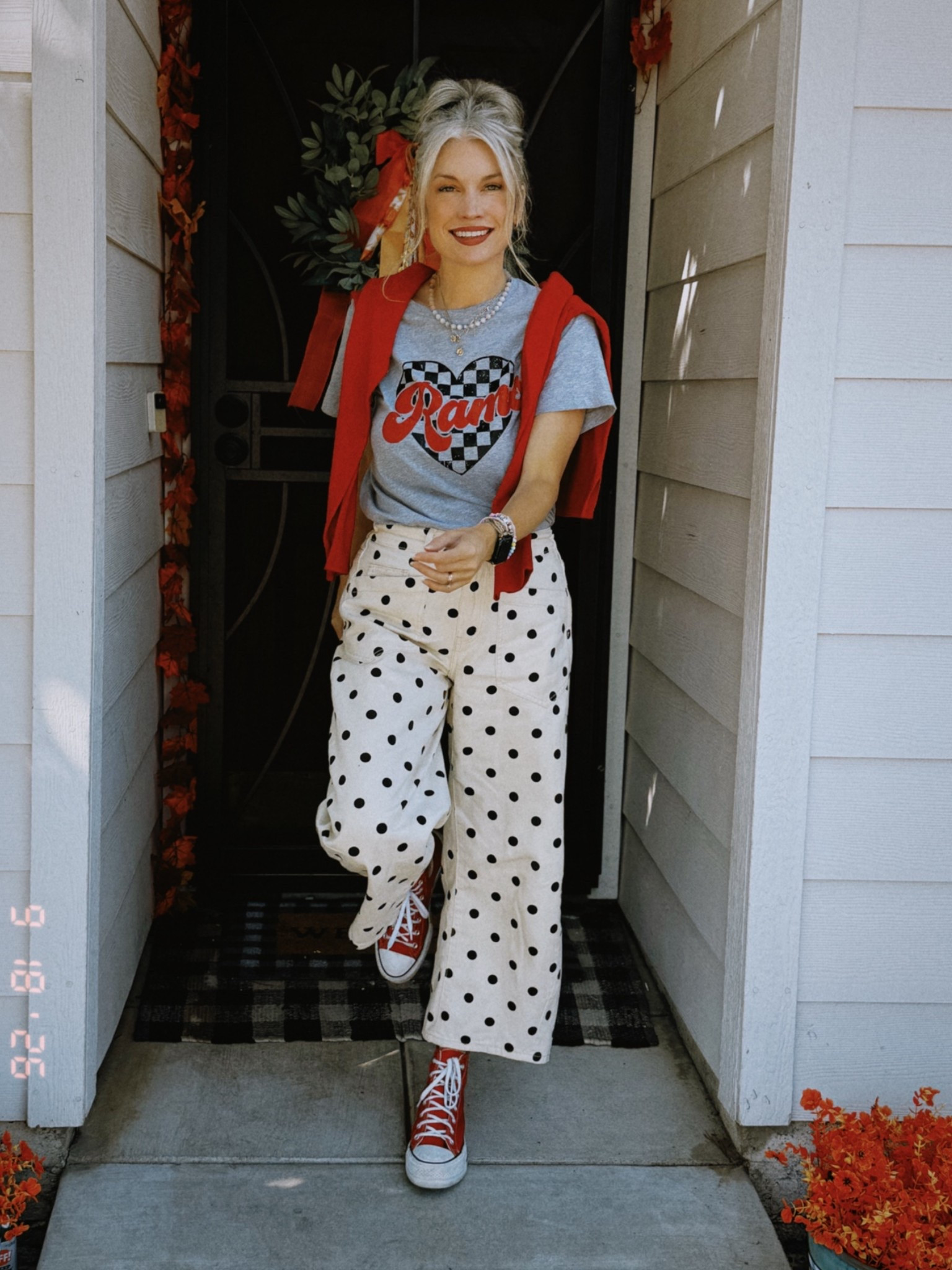 School spirit, but make it fashion. ❤️🏁✨
Proof that a school secretary OOTD can be comfy, cute AND a little funky. Polka dots + red Chucks + Rams pride = no notes. 🤌🏼
Everything I can link is on my LTK — link in bio! 🔗
#SchoolSecretaryStyle #OOTD #SchoolSpirit #WorkwearStyle #LTKStyle

#LTKgrwm #LTKootd #LTKWorkwear