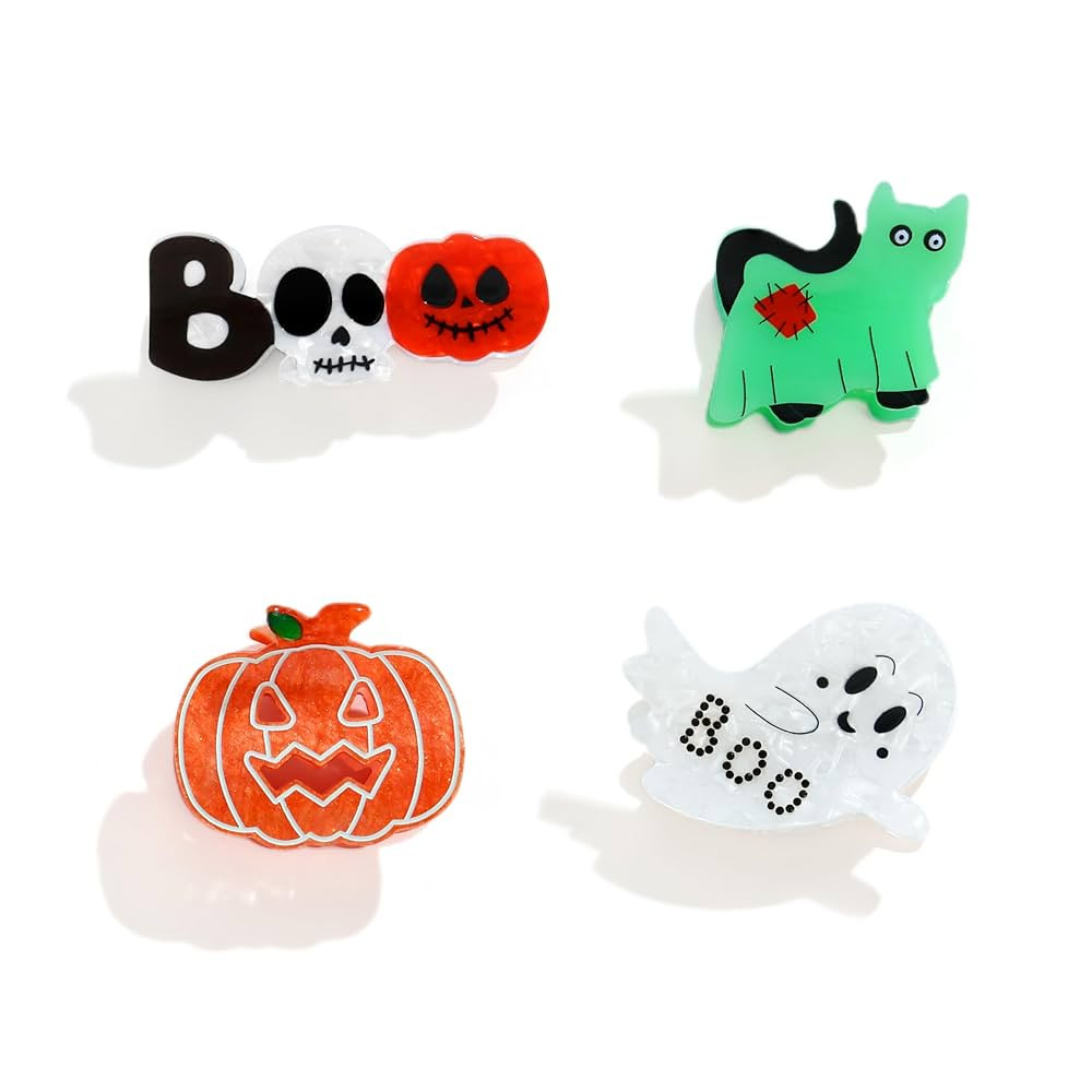 4Pcs Halloween Hair Clips For Women Fun Bat Claw Clips Horror Ghost Hair Claws Cute Spider Witch ... | Amazon (US)