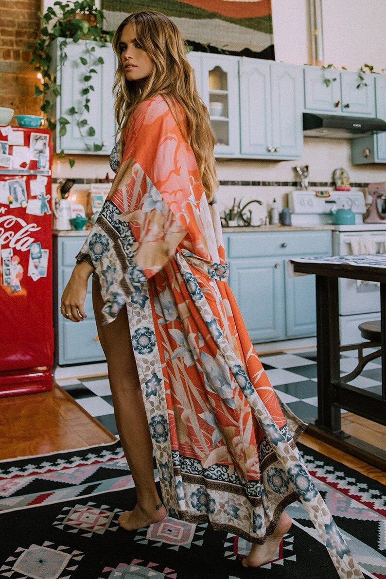 Boho Kimono Boho Summer Kimono Dress Bohemian Robe Women | Etsy | Etsy (US)