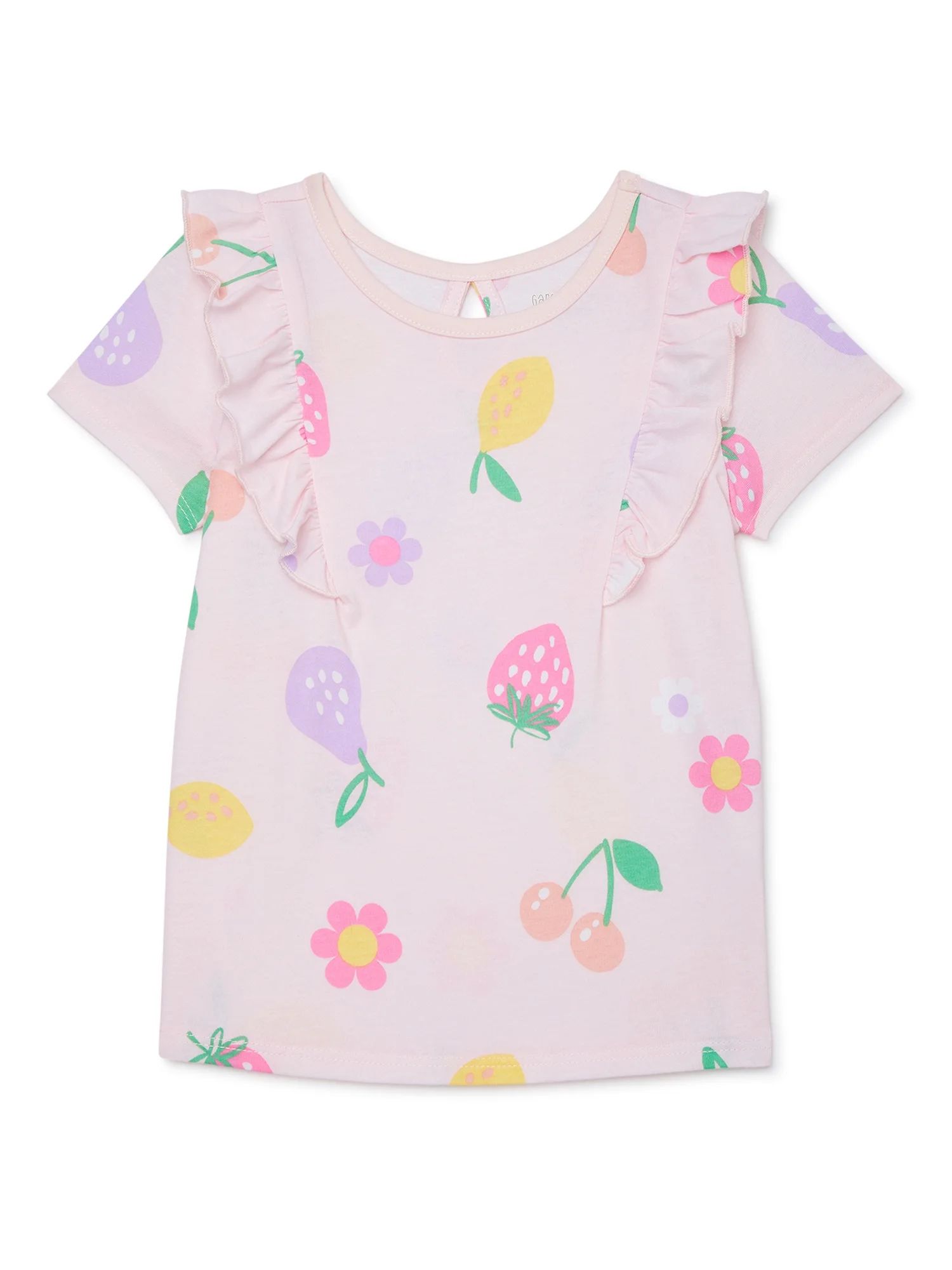 Garanimals Toddler Girl Short Sleeve Shoulder Ruffle Top, Sizes 18M-5T | Walmart (US)