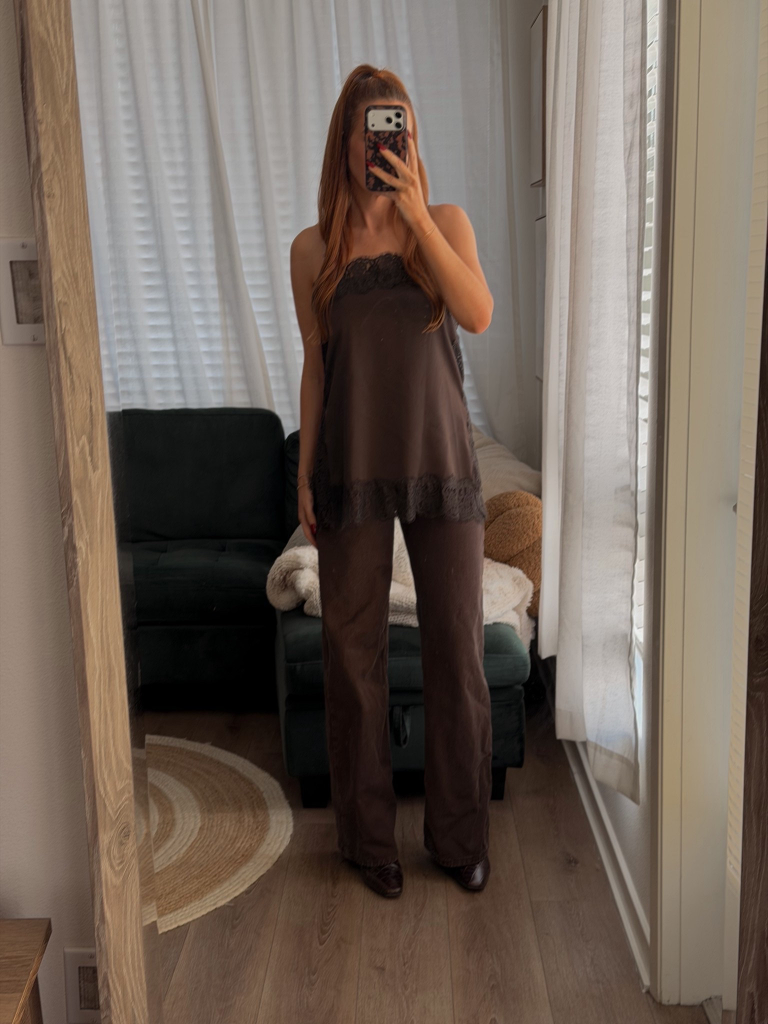 Zara satin top and brown jeans 

#LTKootd #LTKdayinmylife