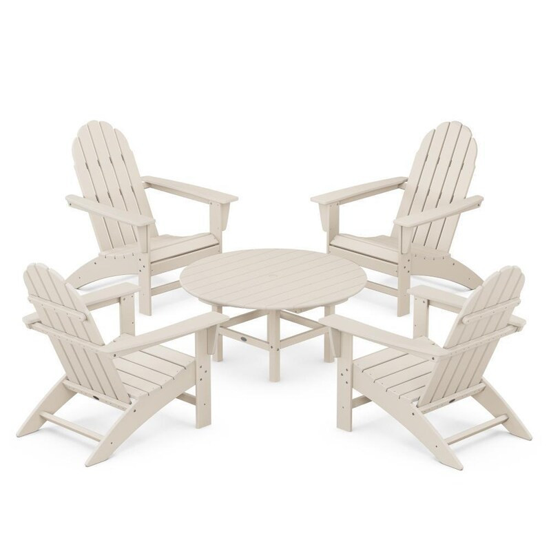 POLYWOOD Vineyard 5 Pc Recycled Plastic Adirondack Seating Set in Sand by - PWS703-1-SA | BBQ Guys