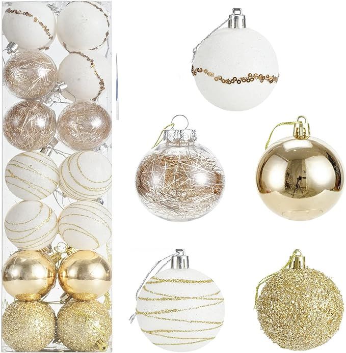 CHICHIC 2.36” 28Pcs Christmas Ornaments for Christmas Tree Decorations Christmas Ball Ornaments... | Amazon (US)