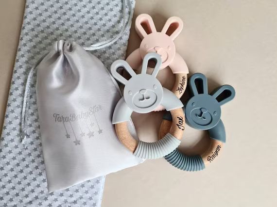 Personalised baby gift/ Welcome to the World Gift / teether / neutral colours / baby toy / baby g... | Etsy (US)