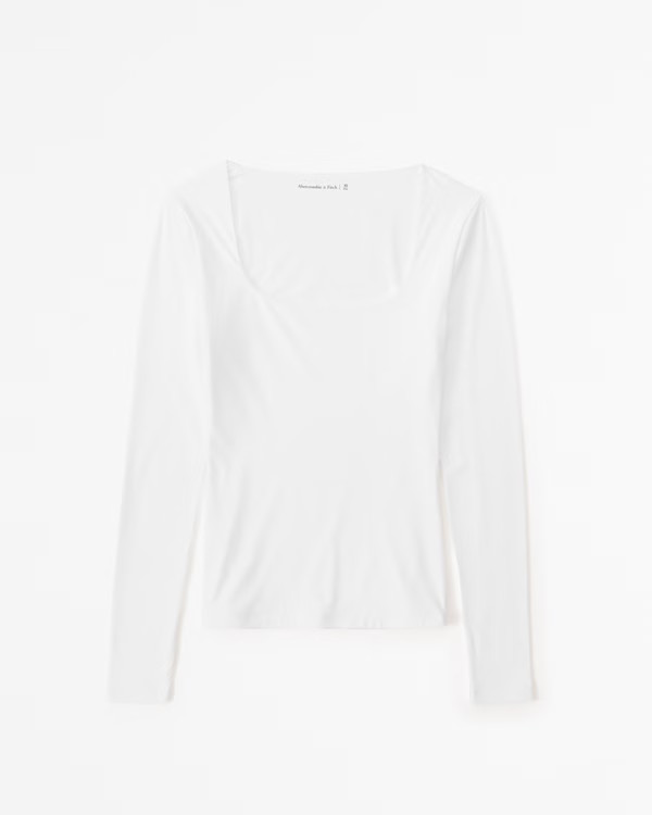 Soft Matte Seamless Long-Sleeve Tuckable Squareneck Top | Abercrombie & Fitch (US)