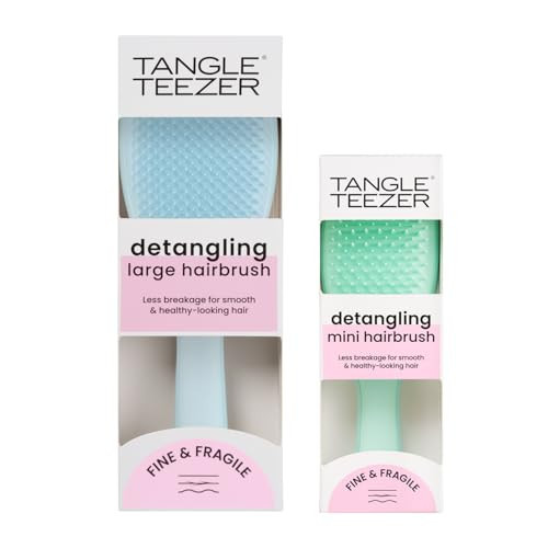 Tangle Teezer Fine & Fragile Detangler Hairbrush Duo, Eliminates Knots & Reduces Breakage, Large & Travel-Size, Blue & Mint | Amazon (US)