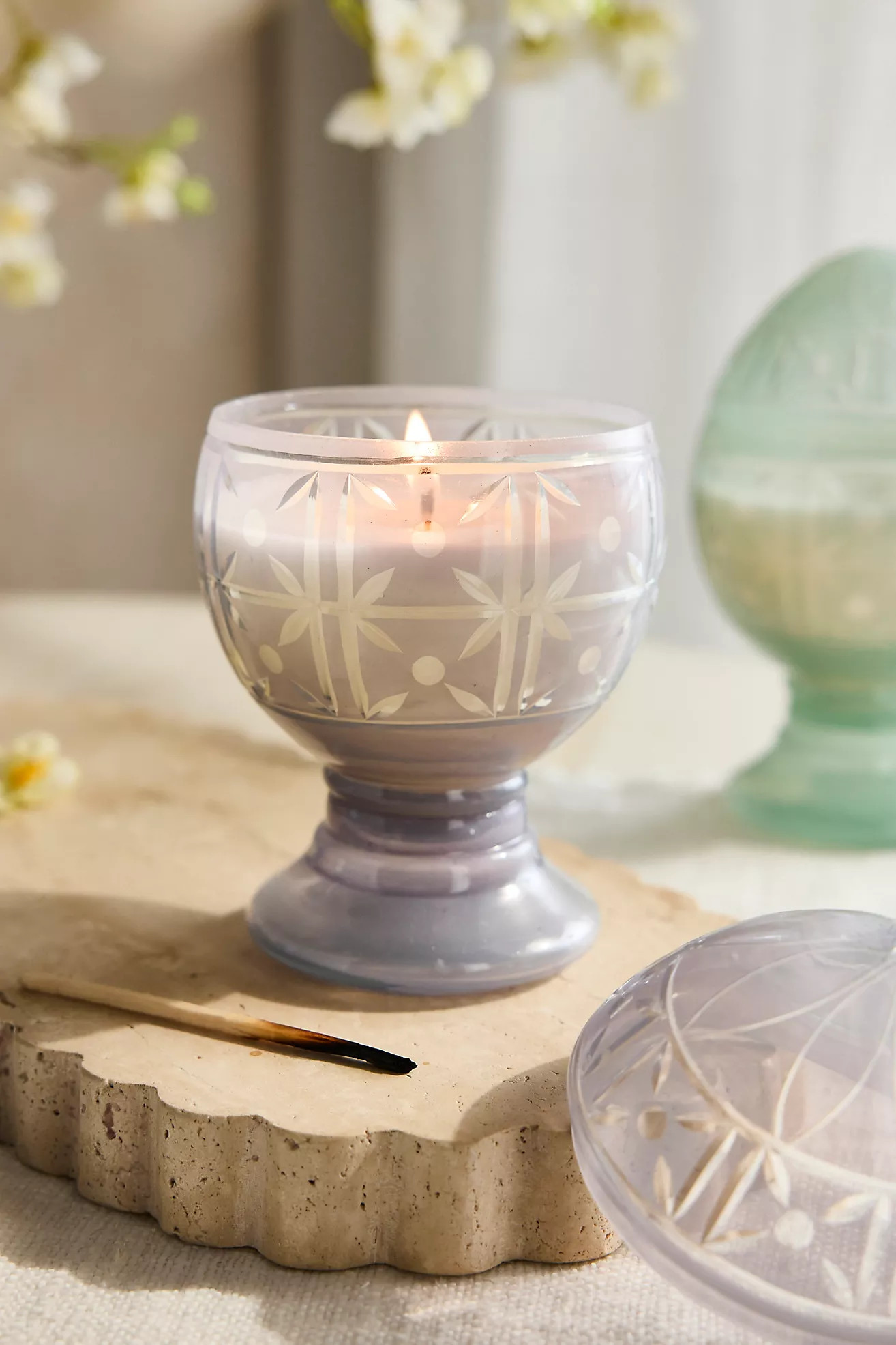 Etched Glass Egg Candle | Anthropologie (US)