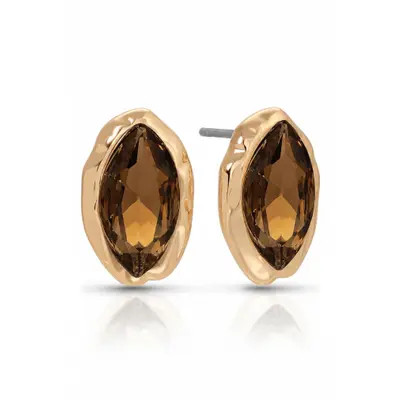 Ettika Crystal Luxe Mini Stud Earrings in Smokey Quartz at Nordstrom | Nordstrom