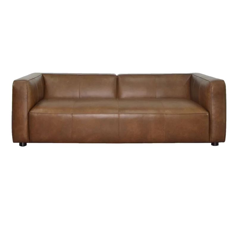 Kenisha 94.5" Genuine Top Grain Leather Square Arm Sofa | Wayfair North America