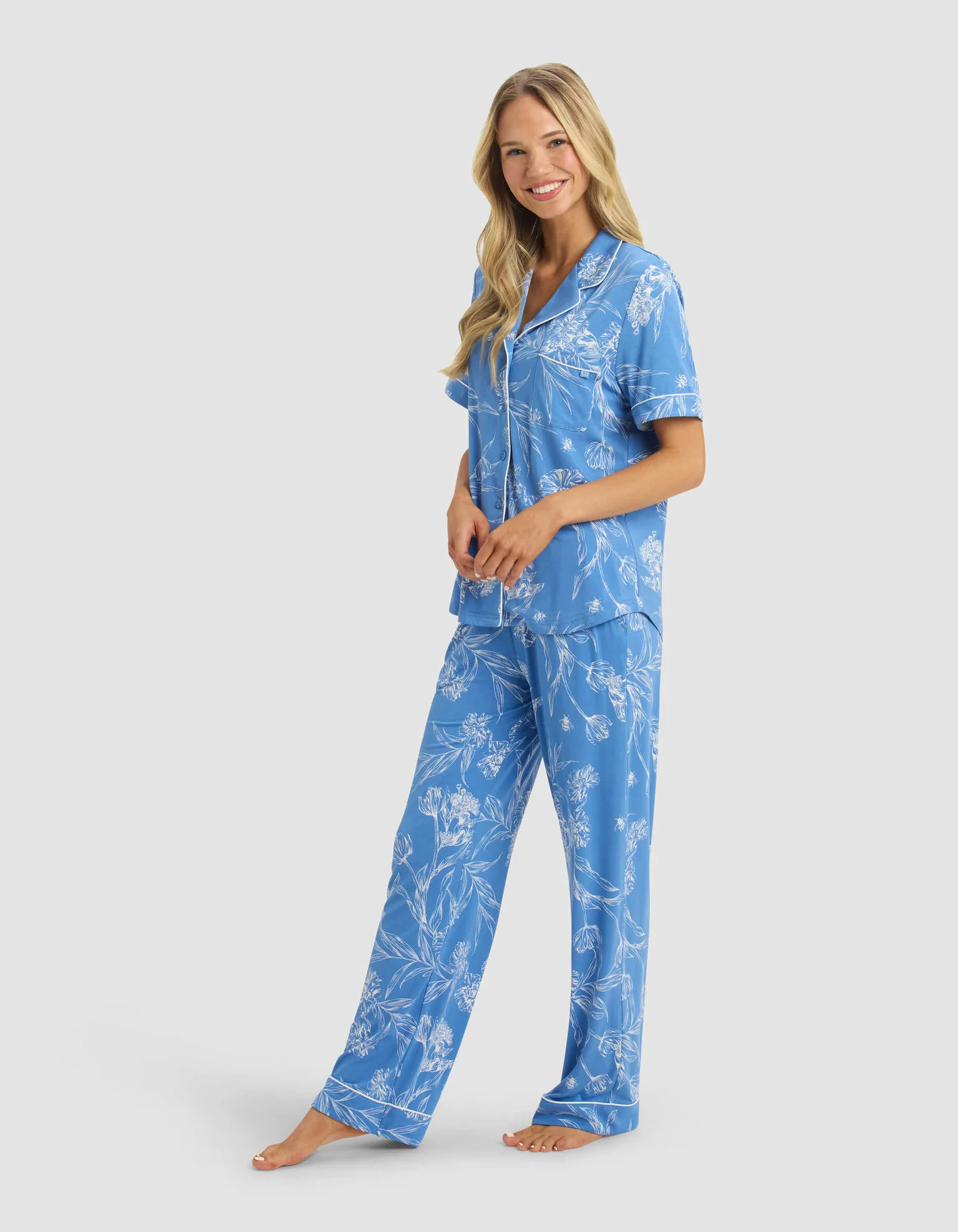 Women's Bamboo Stretch-Knit Short Sleeve & Pant Pajama Set | Cozy Earth