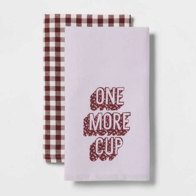2pk Cotton One More Cup Kitchen Towels - Room Essentials&#8482; | Target