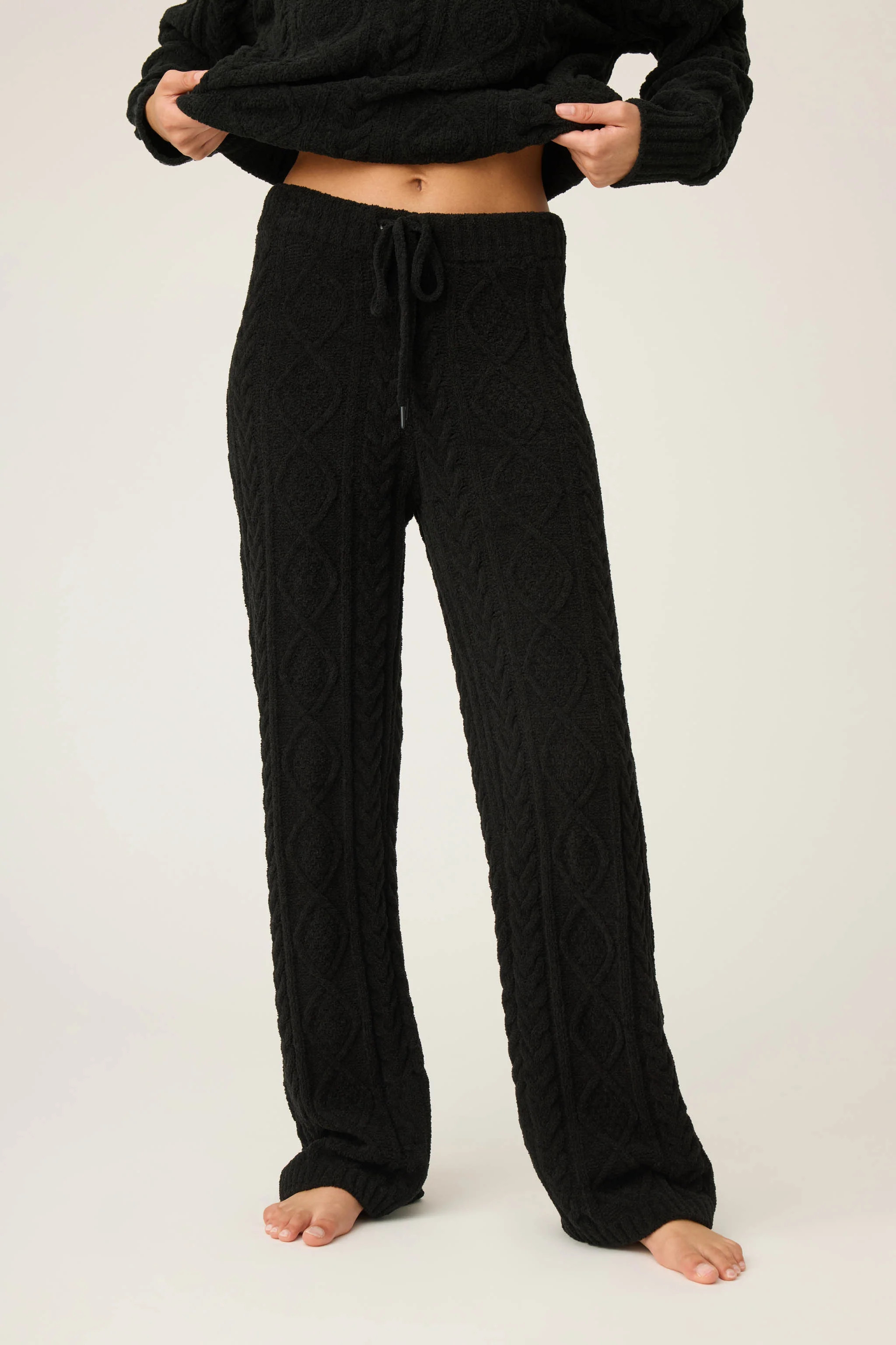Chenille Cable Knit Open Leg Pants | PJ Salvage