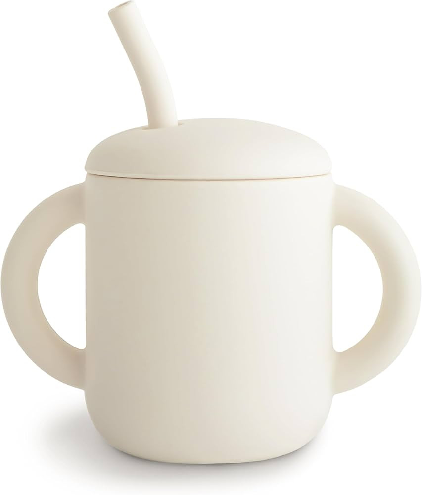 mushie 100% Silicone Training Cup & Straw for Toddlers | 6 Months+ (Ivory) | Amazon (US)