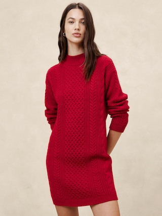 Cable Mini Sweater Dress | Banana Republic Factory