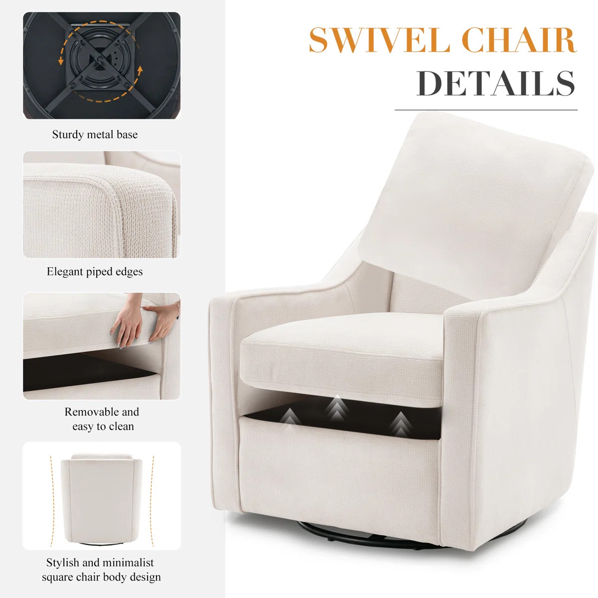 Charitini Big & Tall Removable Wide Swivel Accent Chair, Full Back Upholstered Fabric Lounge Chai... | Wayfair North America
