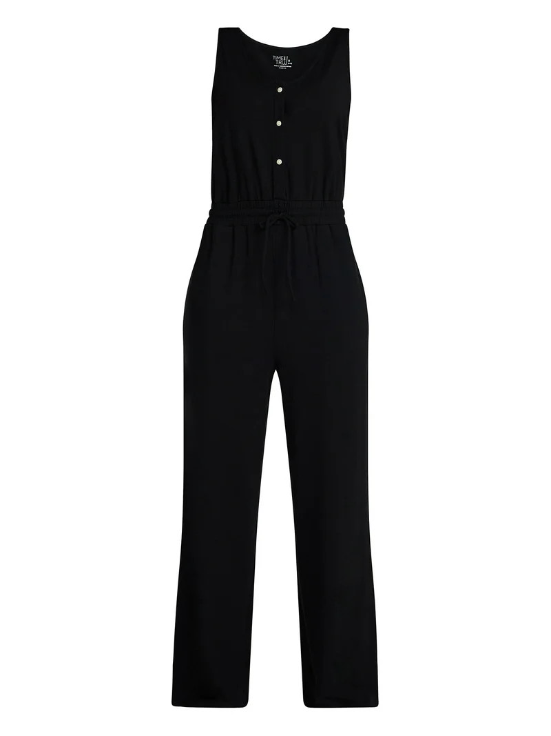 Time and Tru Women's Sleeveless Button Front Jumpsuit, Sizes XS-XXXL | Walmart (US)