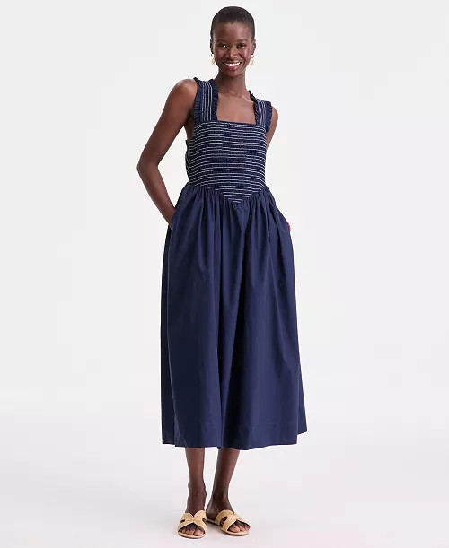 On 34th Women's Cotton Smocked Cross-Back Maxi Dress, Macy's Exclusive - Macy's | Macy's