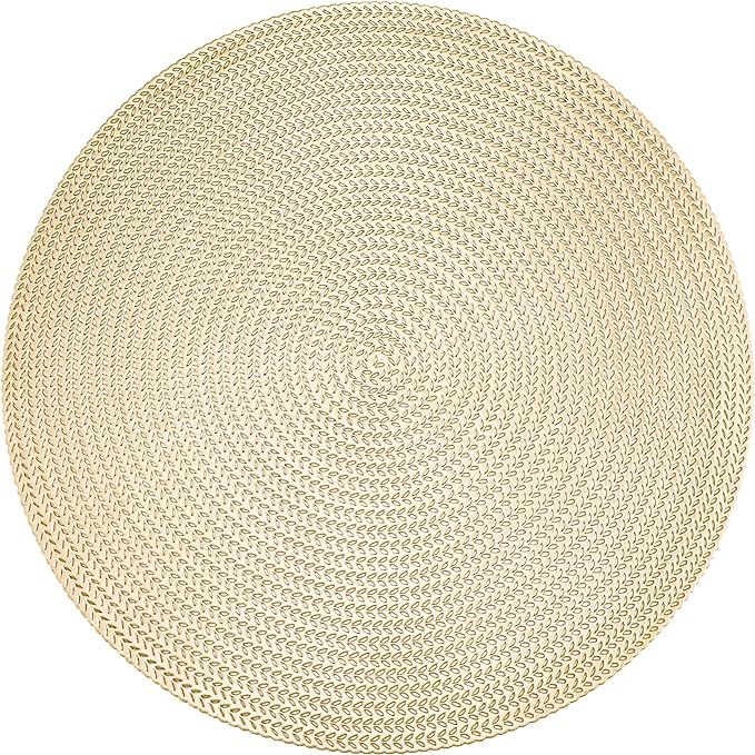 Set of 6, Gold Metallic Vinyl Round Placemats Laminated Plastic Morden Dining Table Decoration, R... | Amazon (US)