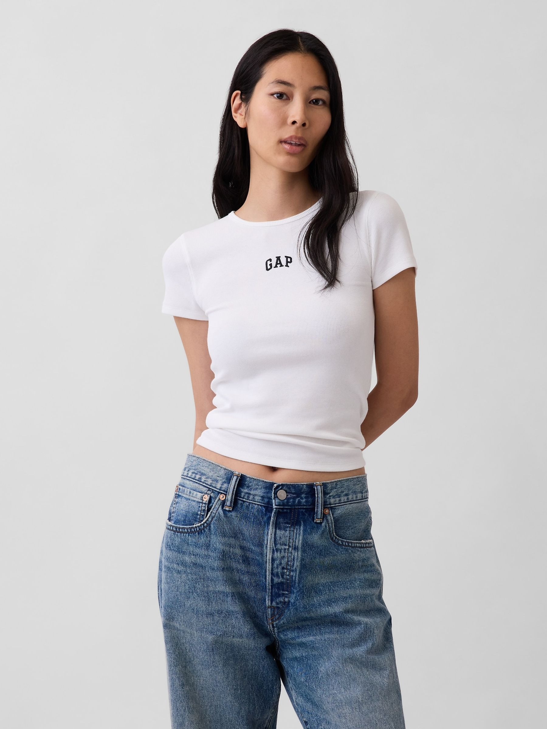 White Modern Rib Logo T-Shirt | Gap | GAP UK