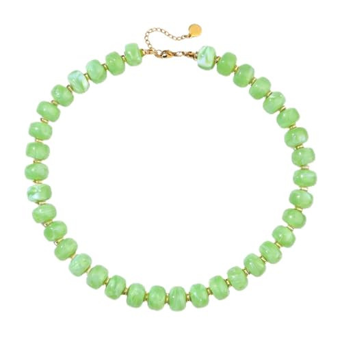 joymiao Bead Choker Necklace for Women Gemstone Beaded Necklace Chunky Beaded Necklaces Big Bead Choker Trendy Summer Jewelry | Amazon (US)