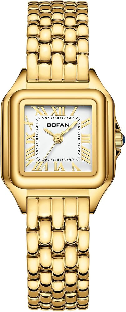 BOFAN Small Gold Watches for Women Easy Reader Ladies Quartz Wrist Watch with Stainless Steel Band,Roman Dial,Water Resistant,Bracelet Adjuster Included | Amazon (US)