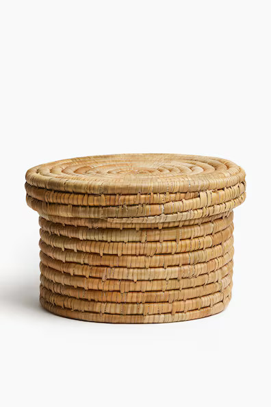 H & M - Seagrass Storage Basket with Lid - Beige | H&M (US + CA)