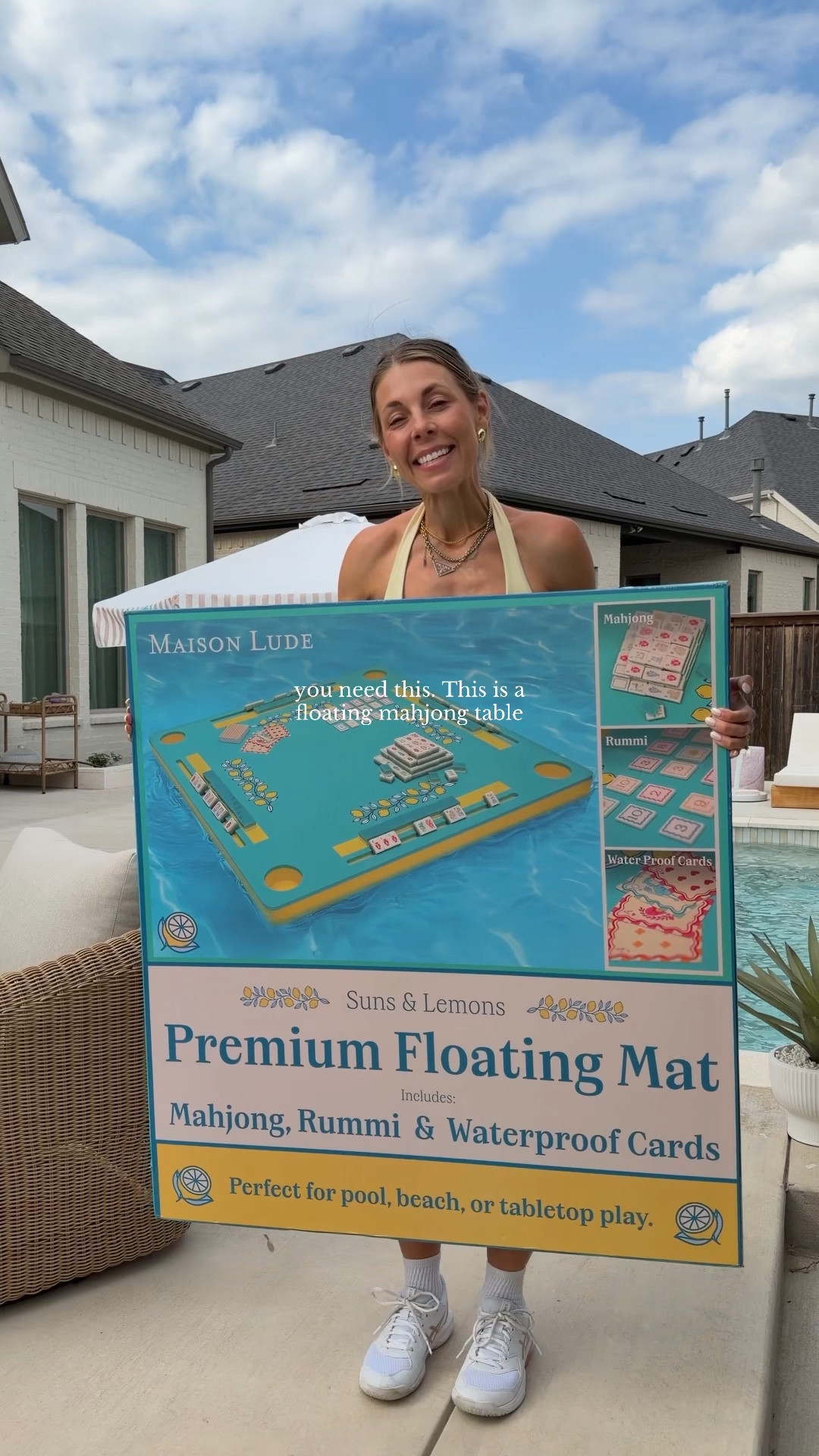 FLOATING MAHJONG MAT! Keeps going in and out of stock at Sam’s Club!! Linking tons of Amazon mahjong options too! 🩷 my outfit is target! 

#LTKHome #LTKSaleAlert #LTKSwim