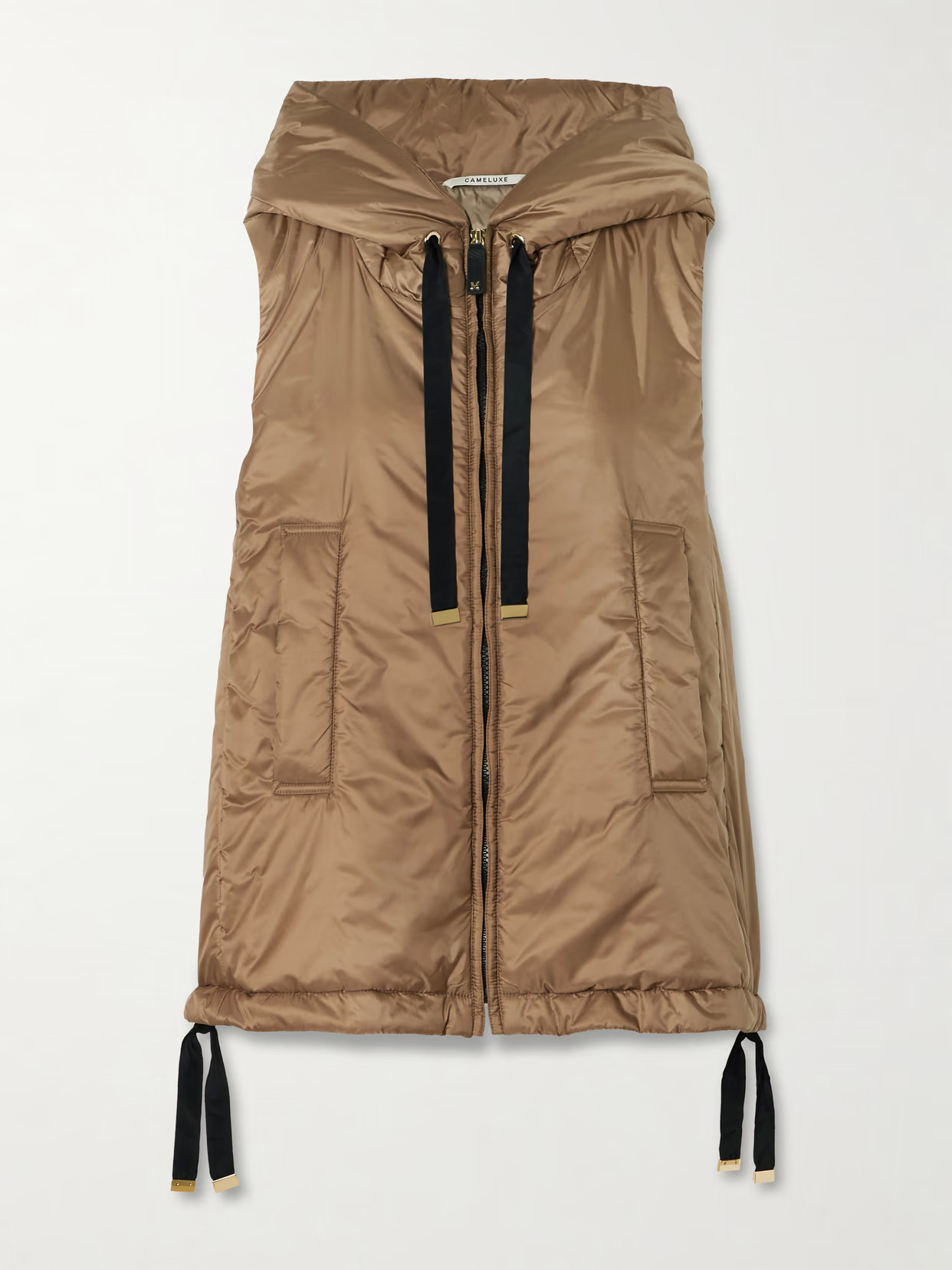 Max Mara - The Cube Hooded Padded Shell Vest - Brown | NET-A-PORTER (US)