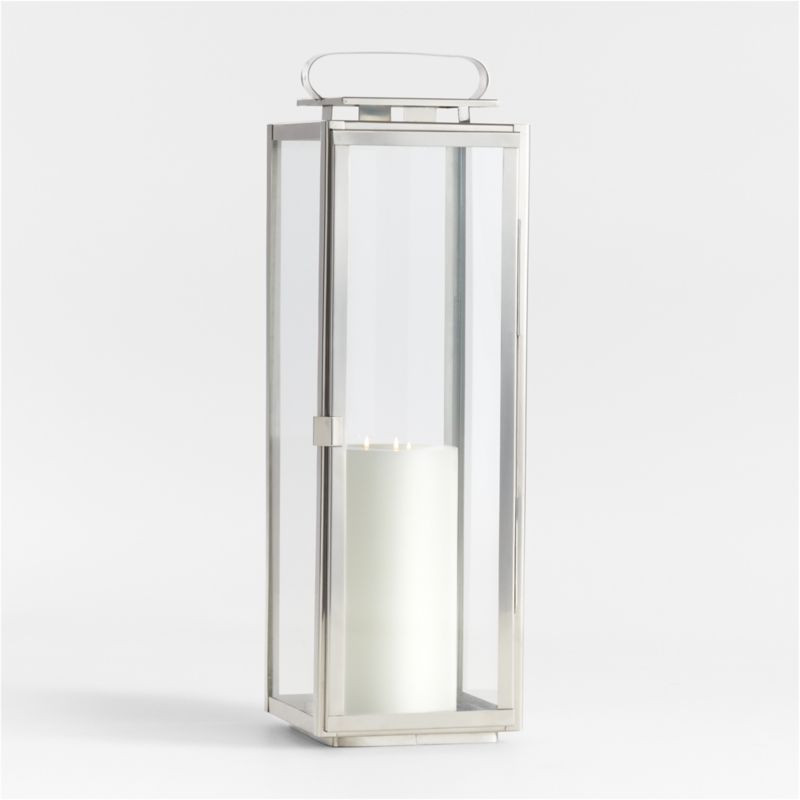Walker Silver Lantern 30" | Crate & Barrel | Crate & Barrel