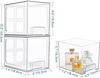 Vtopmart 4 Pack Stackable Storage Drawers, 6.6''Tall Acrylic Bathroom Makeup Organizers,Clear Pla... | Amazon (US)