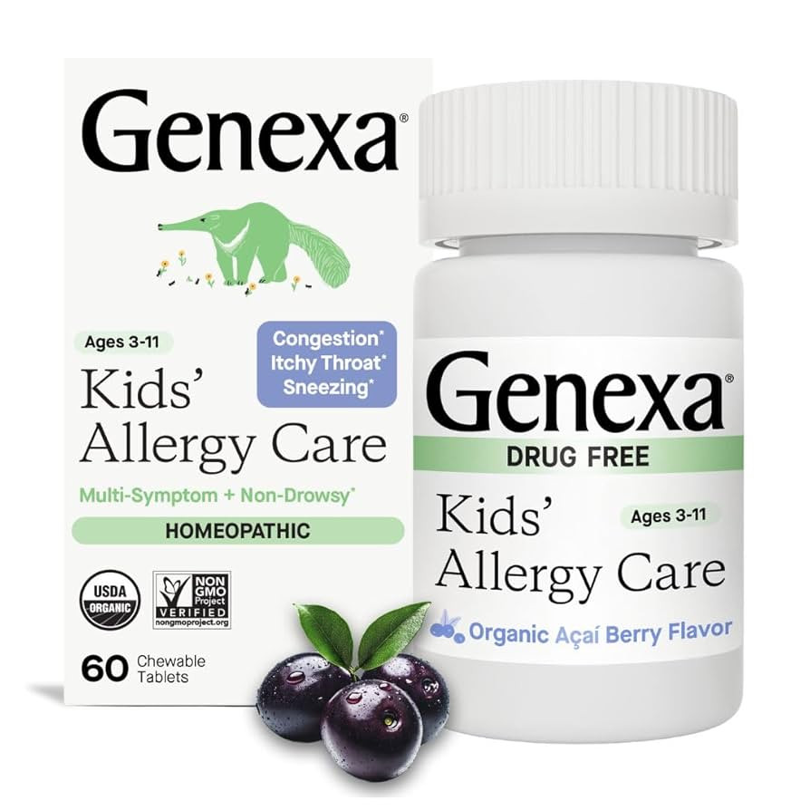Genexa Kids Allergy Care | Drug Free, Non-Drowsy Children's Allergy & Decongestant Remedy | Vegan... | Amazon (US)