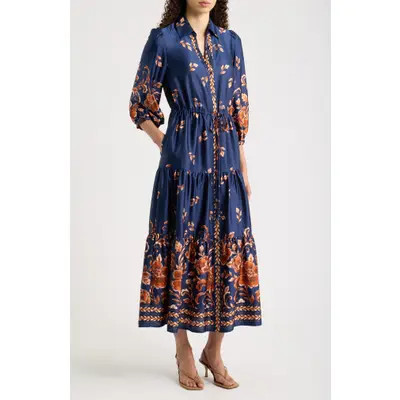 Julia Jordan Printed Shirtdress in Navy Multi at Nordstrom, Size 6 | Nordstrom