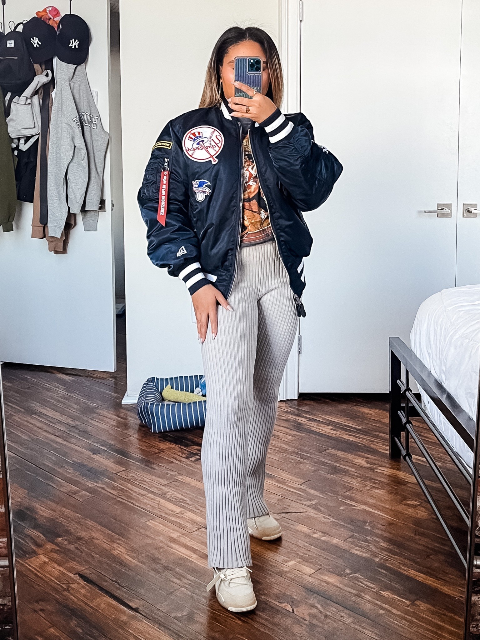 My favorite yankee bomber & ribbed knit pants!

#LTKshoecrush #LTKstyletip #LTKfit