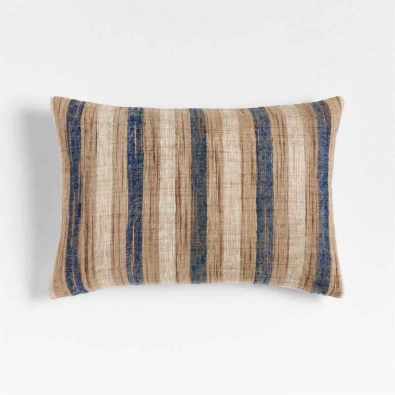 Riviera Stripe 24x16 Light Navy Throw Pillow with Down-Alternative Insert + Reviews | Crate & Bar... | Crate & Barrel