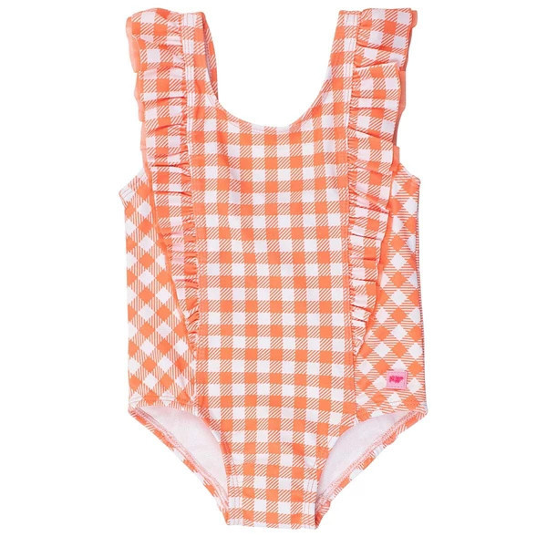 Girls' RuffleButts Seaside One Piece Swimsuit Toddler 2T Coral Gingham | Scheels